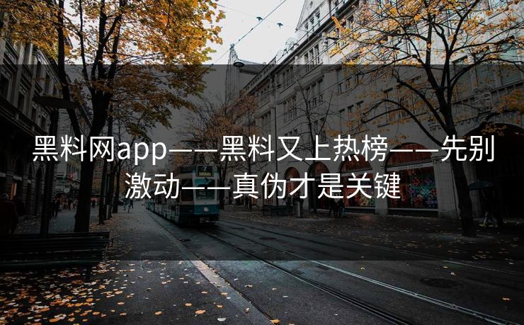 黑料网app——黑料又上热榜——先别激动——真伪才是关键