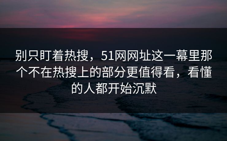 别只盯着热搜，51网网址这一幕里那个不在热搜上的部分更值得看，看懂的人都开始沉默